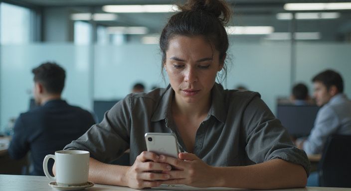 Vrouw in spanning, blokkert contact met gefocuste, bezorgde uitstraling. Vrouw in spanning, blokkert contact met gefocuste, bezorgde uitstraling.