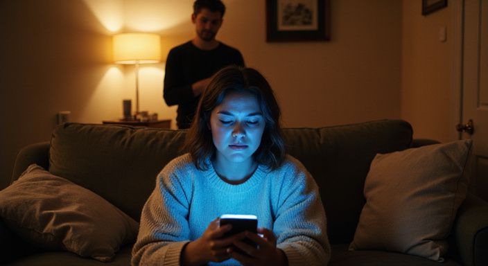 Een vrouw en een man in emotionele afstand op een bank. Een vrouw en een man in emotionele afstand op een bank.