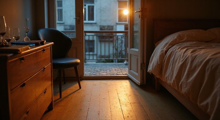 Een sfeervolle slaapkamer met eenvoudige meubels en persoonlijke details. Een sfeervolle slaapkamer met eenvoudige meubels en persoonlijke details.