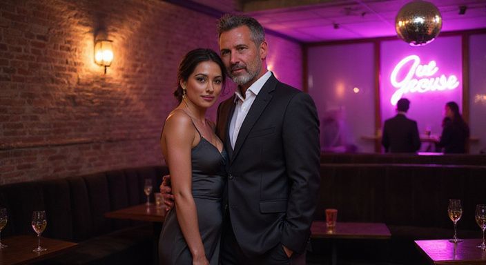 Een man en vrouw dansen in een chique cocktail lounge. Een man en vrouw dansen in een chique cocktail lounge.